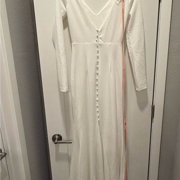 NWT Lulus feeling Of Forever White Long Sleeve Mermaid Maxi Dress - Size XS - Picture 9 of 9
